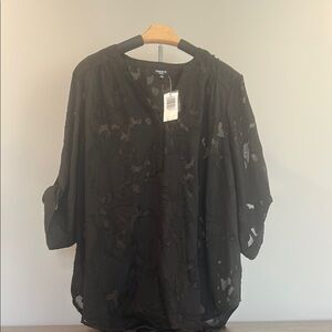 Torrid Black Flutter Sleeve Blouse